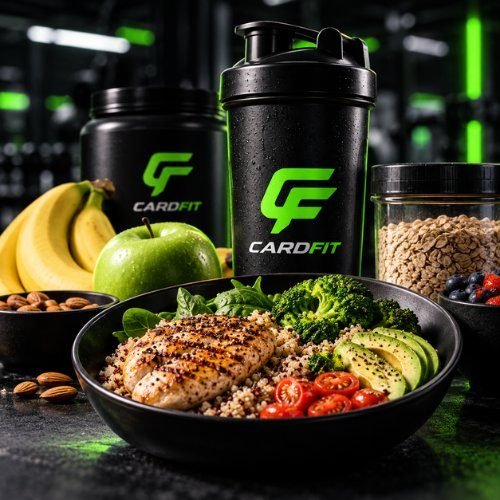 Prato de refeição saudável com shaker CardFit